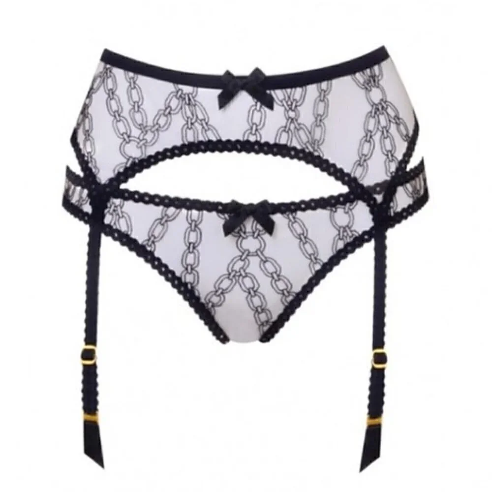 New Agent Provocateur Bailey Tulle Lace Nude/Black Brief Panties AP 2 / Small